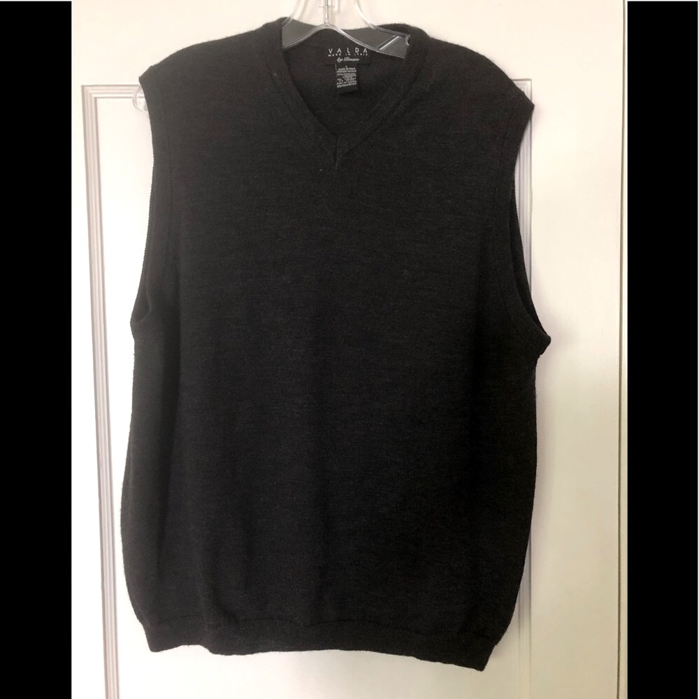 Gray V-neck 100% Merino Wool Sweater Vest